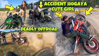 SUPERBIKE CRASHED ON OFFROADING DEADLY OFFROAD   Cute Girl CRASHED Preparation for Ladakh Ride [upl. by Wehner]