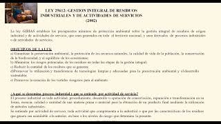 Ley 25916 gestión de residuos domiciliarios Ley 25612 gestión integral de residuos industriales [upl. by Levan]