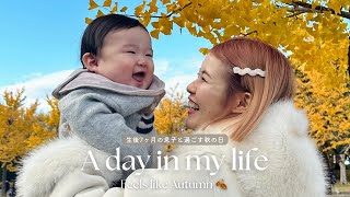 【VLOG】生後7ヶ月の息子と過ごす1日👶🏻🍂｜おすすめ育児グッズ｜防寒対策｜紅葉狩り｜公園お出かけ｜姉妹day [upl. by Lawler]