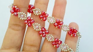 DIY Beaded Crystal Bracelet and Seed Bead Bracelet Tutorial Easy Beading for Beginners [upl. by Adnorahs]