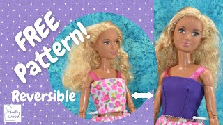 Free Doll Clothes Patterns How to Sew Reversible Barbie Pajama Tops [upl. by Rutherford701]