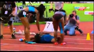 2014 Spitzen Leichtathletik women 200m Michelle Lee Ahye wins in 2277 then collapses [upl. by Pandora]