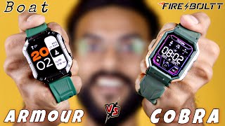 Boat Wave Armour vs Fire Boltt Cobra COMPARISION  Best Rugged Smartwatches  Which One is Better [upl. by Aihsa726]