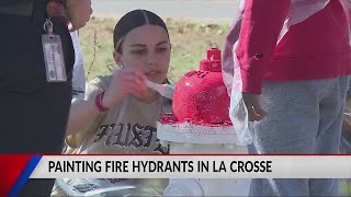 Painting fire hydrants in La Crosse [upl. by Horne580]