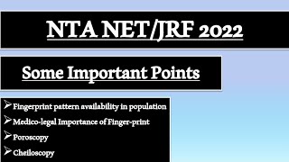 Some Important Points Poroscopy  Cheiloscopy  Fingerprint NTA NETJRF 2022 savvyforensics [upl. by Siroved419]