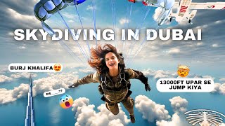 SKYDIVING IN DUBAI  JUMP FROM 13000 FT ABOVE  IS IT SCARY  WHAT IS THE PRICE  OVER THE PALM [upl. by Octavian]