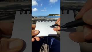 Relaxing moment Plein Air sketching at the beach newzealand art mysketchbooktour calm [upl. by Connell125]