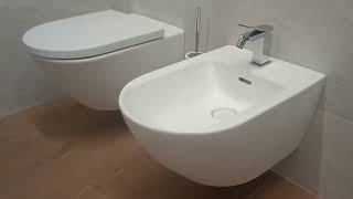 VILLEROY BOCH SUBWAY 30 WALL WC WHITE MATT 4670T0RW 8M42S1RW SOFT CLOSE SEAT 447000RW WALL BIDET [upl. by Aztiray12]