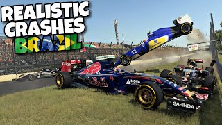 REALISTIC F1 CRASHES BRAZILIAN GP [upl. by Heger681]