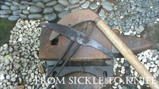 Forging a Knife from an old Japanese farming sickle Forging process [upl. by Nilahs]