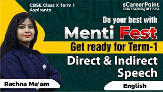 Menti Fest Term1  English Direct amp Indirect Speech  Rachna Maam  eCareerPointNTSE [upl. by Kahn179]