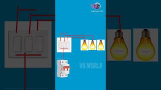 3 Lamp controle by 3 one way switchwiring diagram [upl. by Yrtnahc]