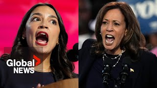 Harris OcasioCortez condemn “garbage” Puerto Rico insult at Trump rally [upl. by Ihel883]