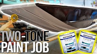 RUSTOLEUM TOPSIDE TWOTONE PAINT JOB  BATTLESHIP GRAY amp GLOSS BLACK  1648 Jon Boat to Bass Boat [upl. by Larner]