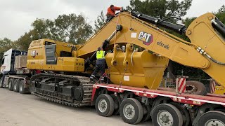 ReceiveampTransport A Brand New Caterpillar 374 Excavator From Eltrak To Papaioannou Group Facilities [upl. by Chaddy937]