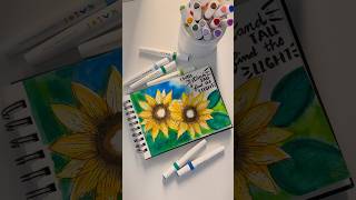 Sunflower illustration using watercolor pens art watercolor markers [upl. by Artened]