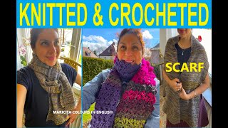 😍CROCHETED AND KNITTED SCARF✅PATTERN HERE BY MARICITA crocheted knitted scarf crocheters [upl. by Abocaj]