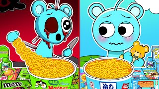 Convenience Store Food Mukbang With Blue Sky Normal Vs Horror Versions Incredibox Sprunki Animation [upl. by Yeclehc]