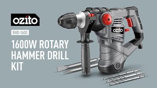 Ozito 1600W Rotary Hammer Drill Kit RHD1600 [upl. by Yroger]