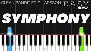 Clean Bandit  Symphony Ft Zara Larsson  SLOW EASY Piano Tutorial [upl. by Lorrimer]