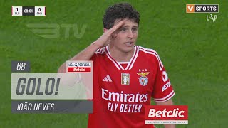 Golo João Neves Benfica 10 Chaves Liga 2324 27 [upl. by Riorsson232]