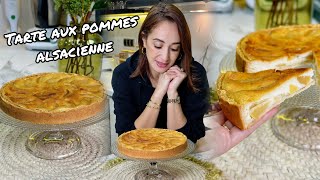 Tarte aux pommes alsacienne 🍎 طارط بالتفاح و كريمة مثل الفلان لي كتجي فريدة من نوعها [upl. by Ecinreb631]