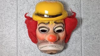 Vintage 1960s or 1970s Topstone Emmett Kelly  Hobo Clown Halloween Mask  with Hair [upl. by Aleina]