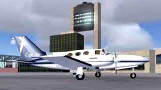 FSX Cape Air C414 Departs Boston with ATC BVATC [upl. by Solraced]