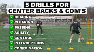 5 Drills For Center Defenders And CDMs Soccer training for defenders and midfielders [upl. by Nedyarb]