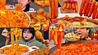 CHEESY RICE CAKE🧀 vs SPICY RICE CAKE 🥵🤯MUKBANG 🔥😱🤯ASMREATING SOUND 😍 [upl. by Asiul57]