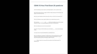 OSHA 10 Hour Final Exam 20 questions nd answers 2023 [upl. by Henrieta375]