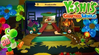 Yoshis Crafted World 100 Walkthrough 20  Shadowville All Flowers Red Coins amp Crafts [upl. by Aurelia]