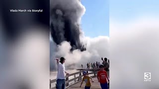 Yellowstone explosion sends tourists running for cover [upl. by Iney664]