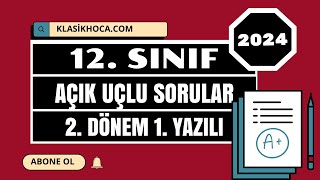 12 Sınıf Edebiyat 2 Dönem 1 Yazılı  Açık Uçlu Sorular  MEB Ortak Sınav  2024  cemalhocaile [upl. by Ynehteb]