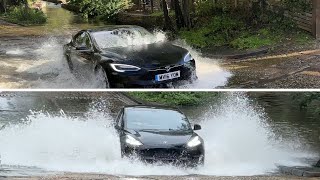 ⁴ᴷ Tesla vs Water Ford Compilation  Rufford Ford Flood [upl. by Coridon]