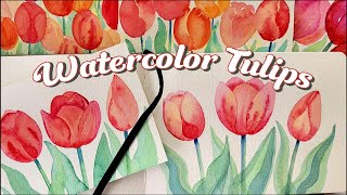 Painting Watercolor Flowers for Beginners  Tulips [upl. by Anuahsal]