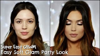 GRWM Christmas Party  Soft Pink Glam Hair amp Makeup  Super Fast Tutorial [upl. by Rolph94]