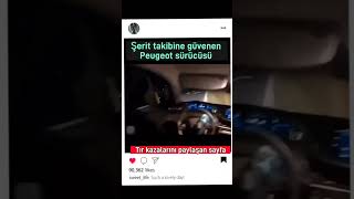 Kaza Anları  Şerit takibine güvenen Peugeot sürücüsü [upl. by Eisseb]