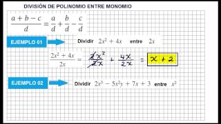 DIVISIÓN DE POLINOMIO ENTRE MONOMIO  Ejercicios resueltos [upl. by Kit]