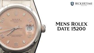 Mens Rolex Stainless Steel Date Watch Salmon Arabic Dial 15200 [upl. by Mat]