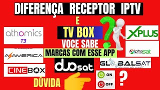 QUAL DIFERENÃ‡A RECEPTOR IPTV E TVBOX E QUAIS AS MARCAS QUE USAM ESSE APP [upl. by Coralie]