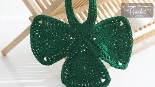 Crochet Shamrock Dishcloth  EASY  The Crochet Crowd [upl. by Zerk]