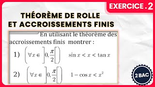 Exercices Corrigés Dérivabilité  Théorème de Rolle et Accroissements finis  2 BAC SM  EX 2 [upl. by Yalc]