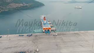 Igoumenitsa Greece Large ferry Minoan LINES Kydon Palace moored for unloading at the port of Ig [upl. by Natalina]