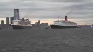 QE2 amp QM2 Whistles in NY 101608mov [upl. by Harrod]