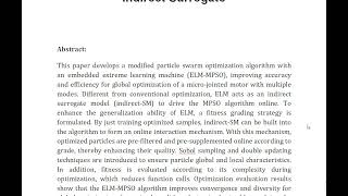 Optimized Design of Micro Joint Motors Using MPSO With Embedded ELM Indirect Surrogate [upl. by Haelem371]