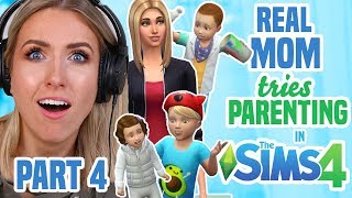 REAL MOM Tries Parenting Challenge in THE SIMS 4 Triplet TODDLERS AHH  Part 4 [upl. by Corissa]