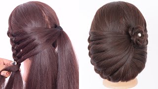 simple hairstyle for short hair  bun hairstyle for prom  trendy hairstyle for ladies [upl. by Onairda]