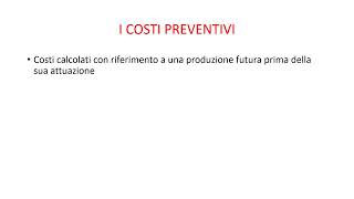 I COSTI PREVENTIVI [upl. by Jelene]