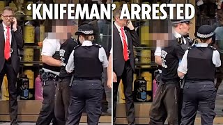 Moment ‘knifeman’ who stabbed girl 11 and woman 34 in Leicester Square is arrested [upl. by Robin701]